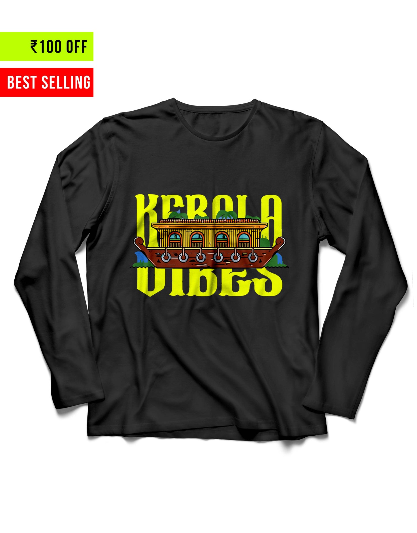 Kerala Vibes - Black Unisex Full Sleeve Tshirt