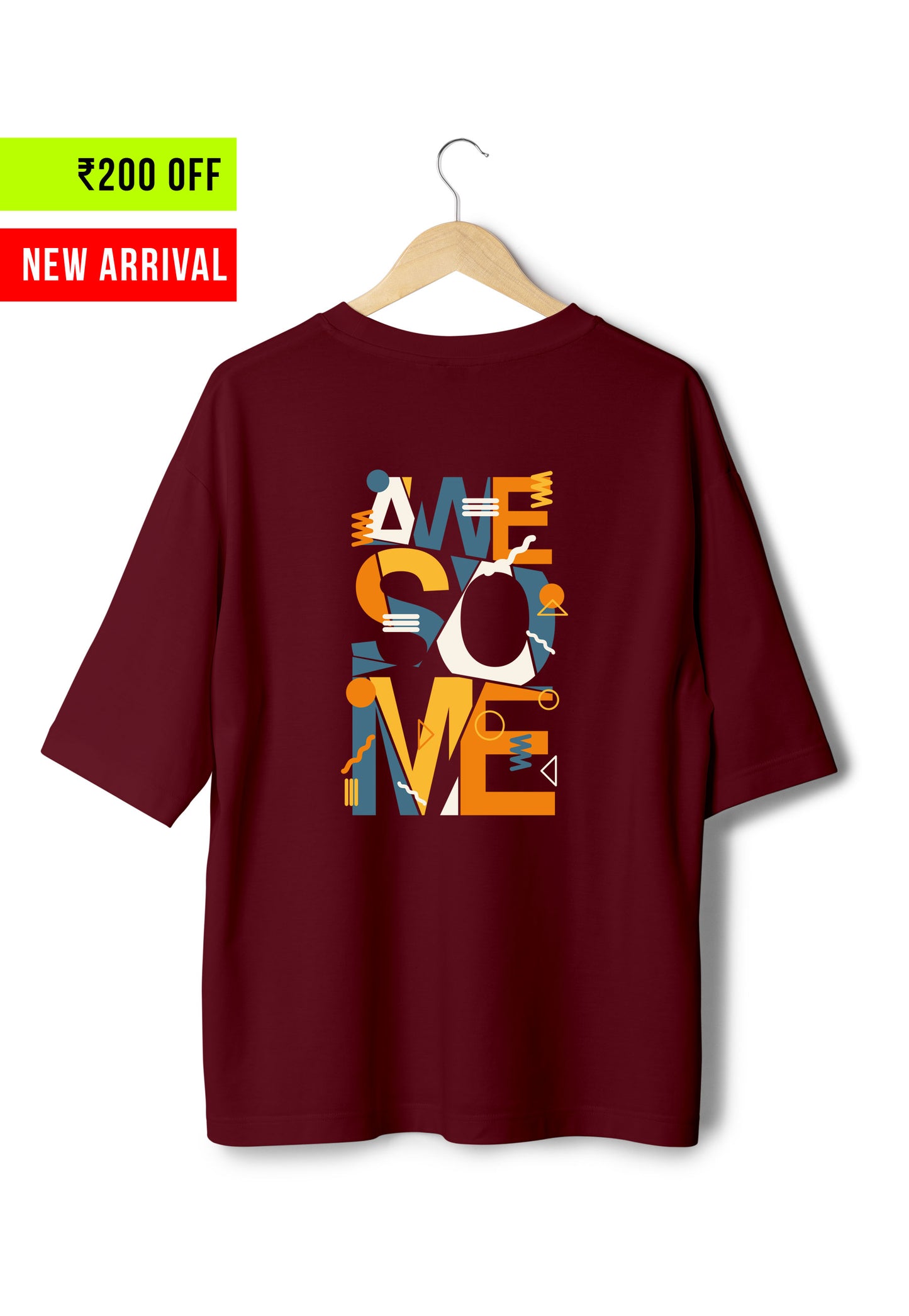 Awesome - Oversized Maroon T-Shirt