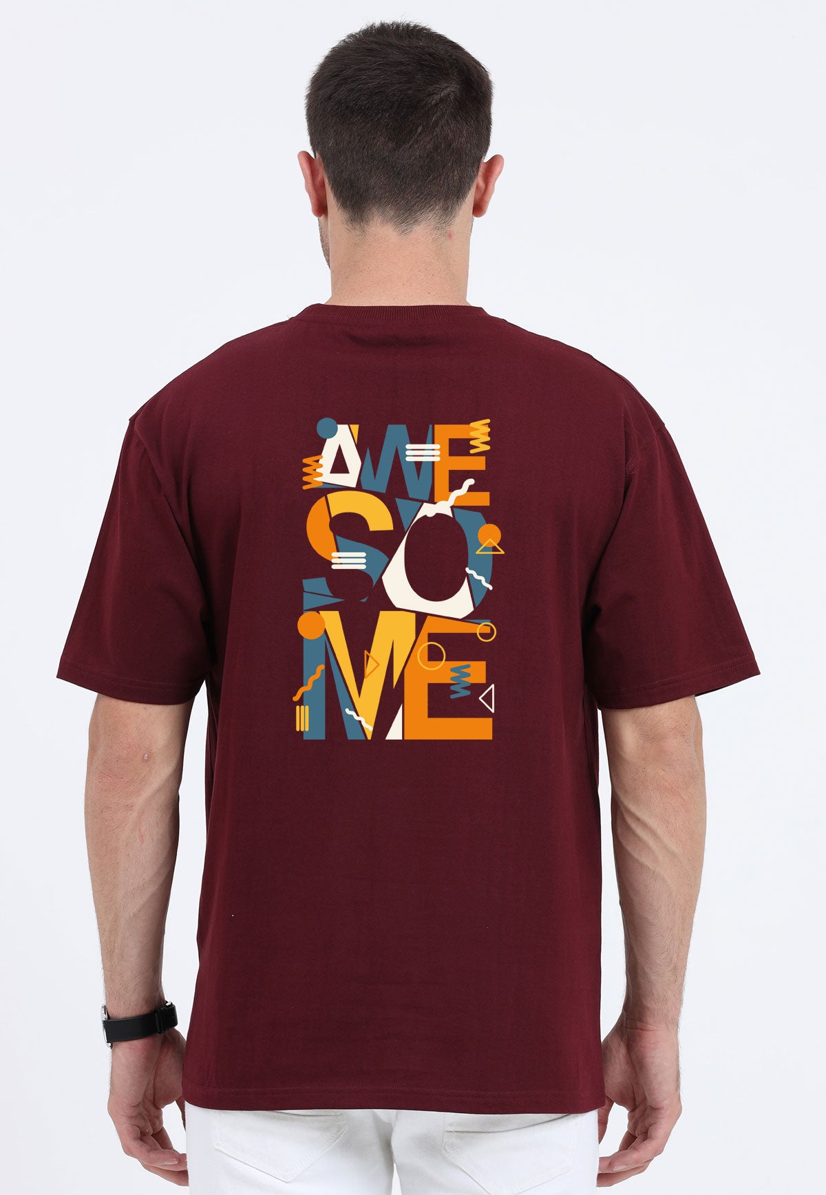 Awesome - Oversized Maroon T-Shirt