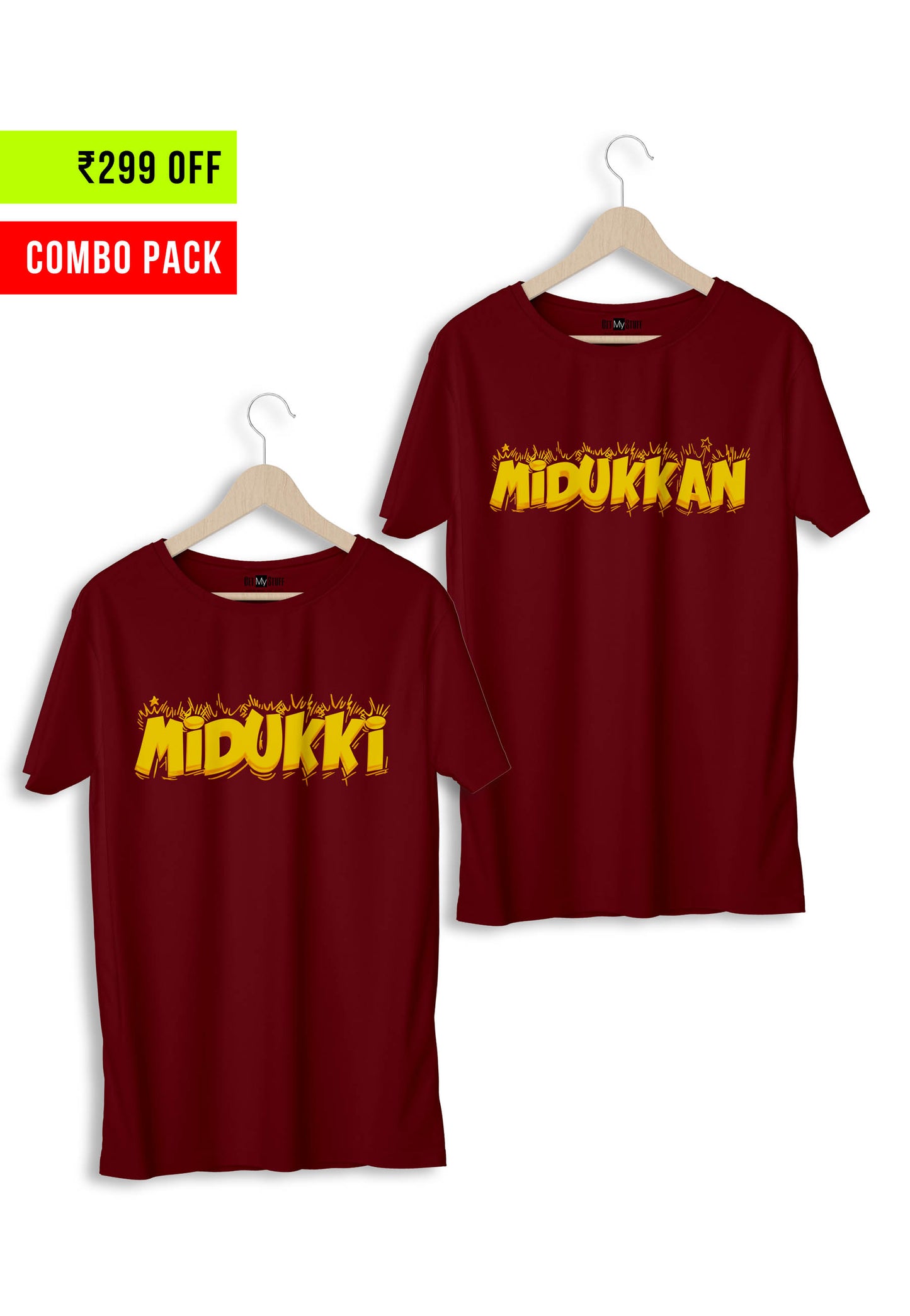 Midukkan Midukki Couple Tshirt - Maroon - Combo Pack
