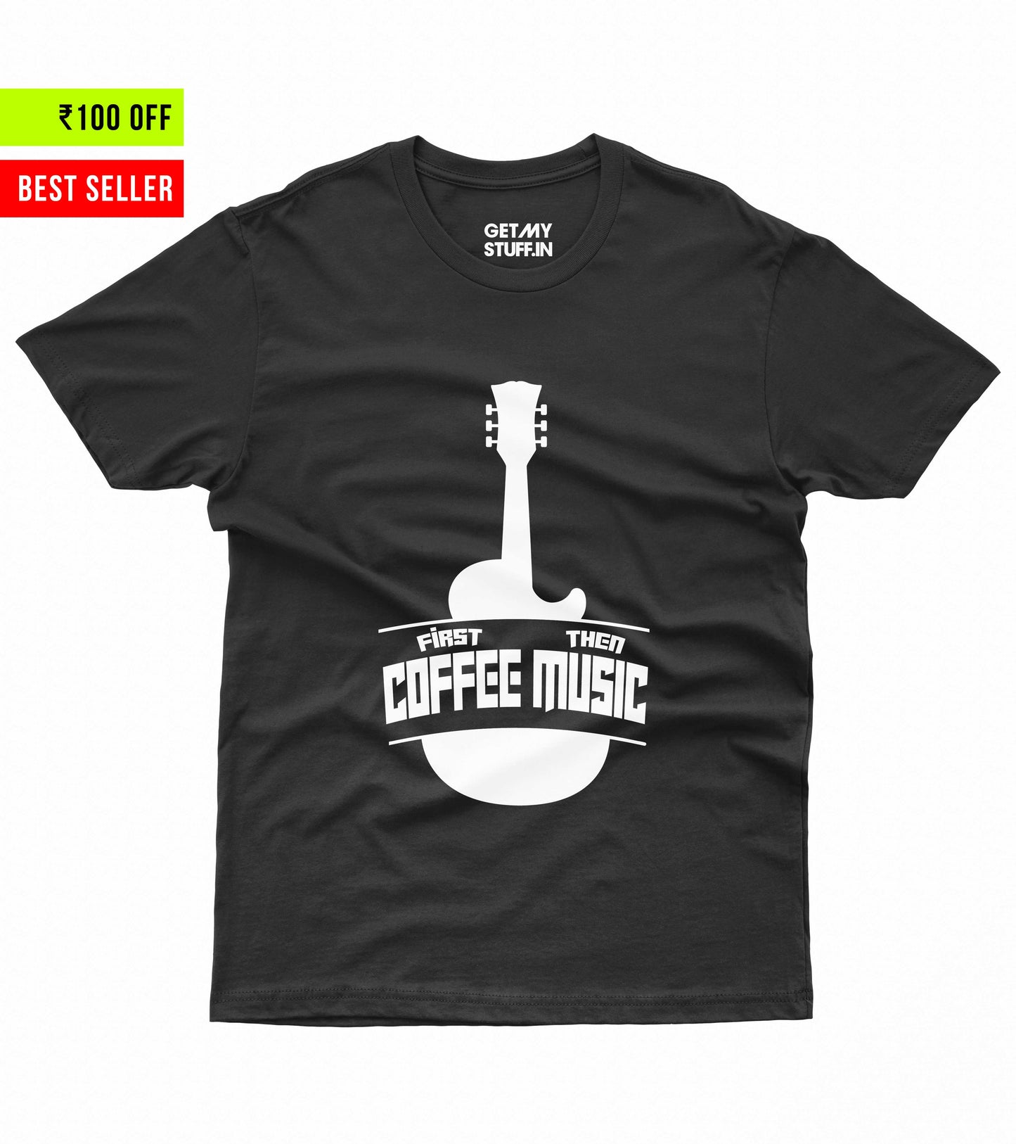 Coffee and Music - Black Unisex Tshirt
