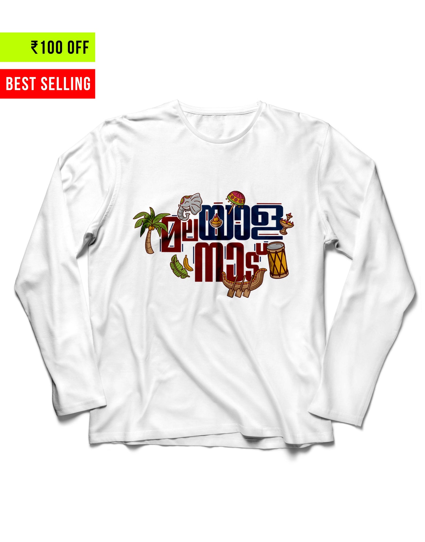 Malayala Naadu Featured - White Unisex Full Sleeve Tshirt