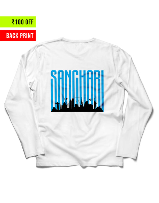 Sanchari - White Unisex Full Sleeve Tshirt