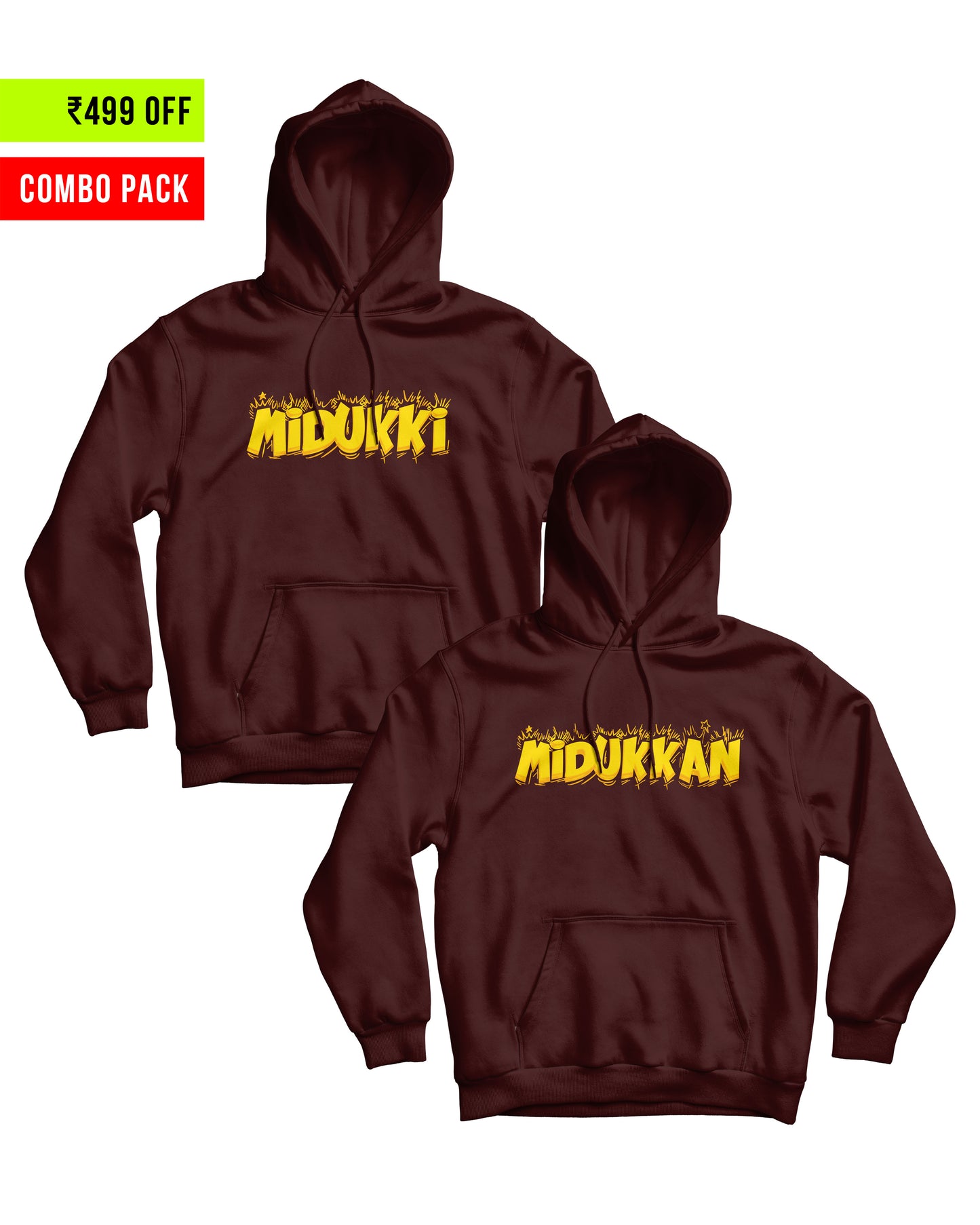 Midukkan Midukki Couple Combo - Maroon Unisex Hoodie