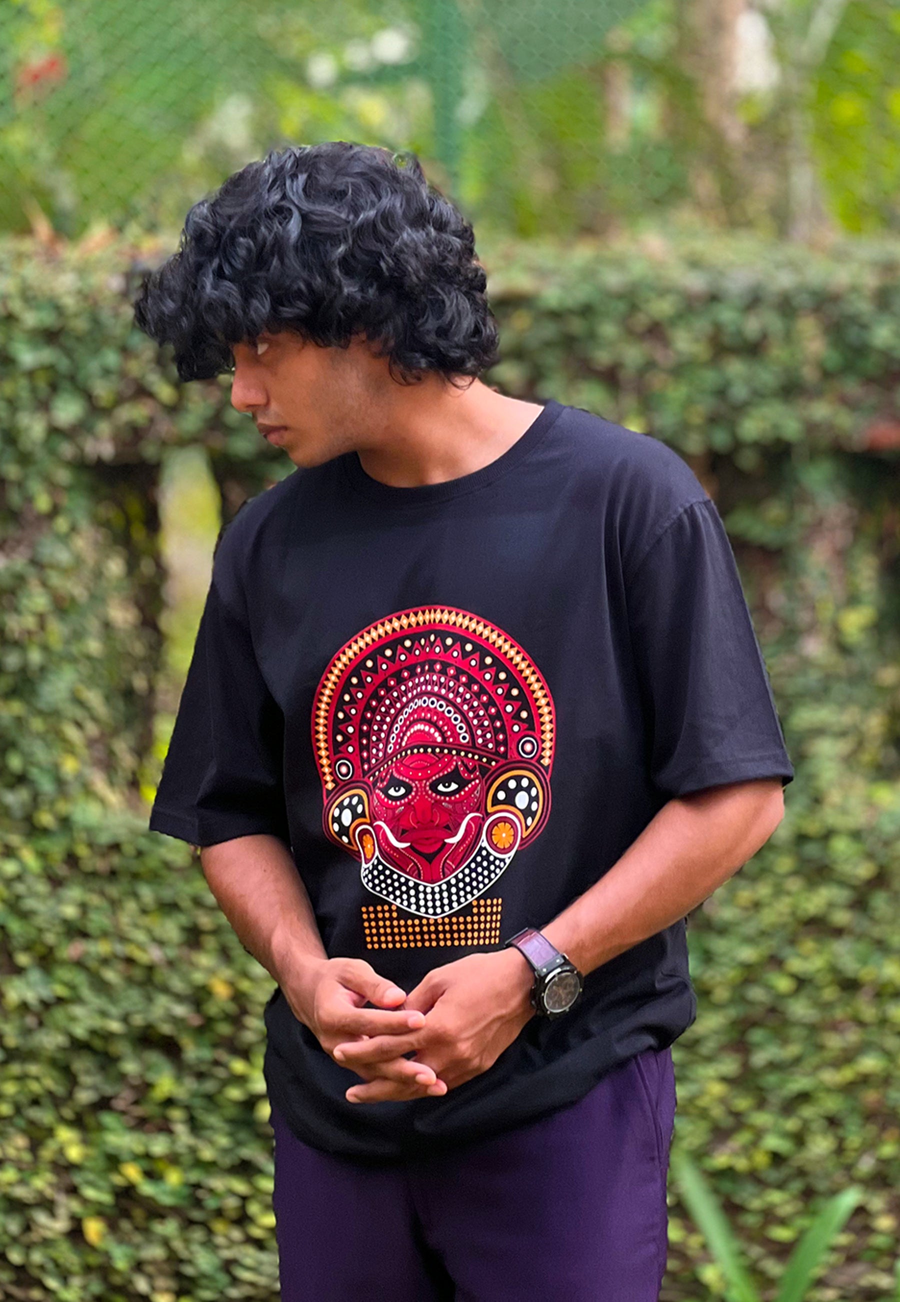 Theyyam Art Designed Oversized Black T Shirt Get My Stuff